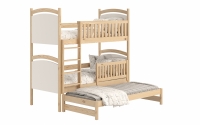 Łóżko piętrowe wysuwane z tablicą suchościeralną Amely - sosna, 80x190 drewniane łóżko piętrowe, potrójne  