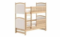 Łóżko piętrowe wysuwane z tablicą suchościeralną Amely - sosna, 80x190 drewniane łóżko piętrowe ze zdejmowaną barierką  