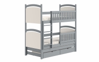 Łóżko piętrowe wysuwane z tablicą suchościeralną Amely - szary, 80x160  łóżko dziecięce z tablicami na markery 