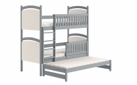 Łóżko piętrowe wysuwane z tablicą suchościeralną Amely - szary, 90x200 łóżko piętrowe w szarym kolorze, a białymi wezgłowiami 