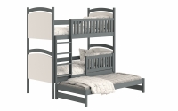Łóżko piętrowe wysuwane z tablicą suchościeralną Amely - grafit, 80x190 potrójne łóżko piętrowe 