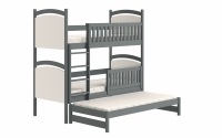 Łóżko piętrowe wysuwane z tablicą suchościeralną Amely - grafit, 80x200 łóżko z wysokimi barierkami 