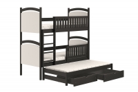 Łóżko piętrowe wysuwane z tablicą suchościeralną Amely - czarny, 80x160 czarne łóżeczko piętrowe z wysuwem 