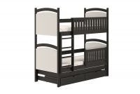 Łóżko piętrowe wysuwane z tablicą suchościeralną Amely - czarny, 80x160 drewniane łóżko piętrowe 