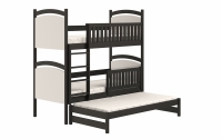 Łóżko piętrowe wysuwane z tablicą suchościeralną Amely - czarny, 80x180 łóżko piętrowe dla rodzeństwa  