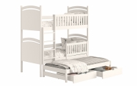 Łóżko piętrowe wysuwane z tablicą suchościeralną Amely - biały, 80x160 drewniane łóżko piętrowe, trzyosobowe 