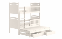 Łóżko piętrowe wysuwane z tablicą suchościeralną Amely - biały, 80x160 potrójne, białe łóżko piętrowe 