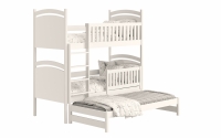 Łóżko piętrowe wysuwane z tablicą suchościeralną Amely - biały, 80x160 wysuwane, potrójne, białe łóżko drewniane  