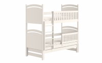 Łóżko piętrowe wysuwane z tablicą suchościeralną Amely - biały, 80x190 bezpieczne łóżko z drabinką  