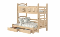 Łóżko piętrowe Amely Maxi prawostronne - sosna, 80x200/140x200 piętrowe łóżko drewniane z szufladami 