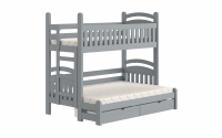 Łóżko piętrowe Amely Maxi lewostronne - szary, 90x200/120x200 szare łóżko z drabinką