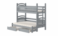 Łóżko piętrowe Amely Maxi prawostronne - szary, 80x200/120x200 szare łóżko piętrowe 