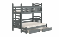 Łóżko piętrowe Amely Maxi lewostronne - grafit, 90x200/120x200 drewniane łóżko piętrowe  