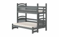 Łóżko piętrowe Amely Maxi prawostronne - grafit, 80x200/140x200 łóżko piętrowe z drabinką po prawej stronie  