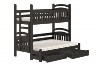 Łóżko piętrowe Amely Maxi lewostronne - czarny, 90x200/140x200 drewniane łóżko piętrowe w czarnym kolorze 