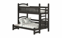 Łóżko piętrowe Amely Maxi prawostronne - czarny, 80x200/140x200 czarne łóżeczko z barierką  