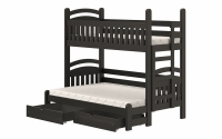 Łóżko piętrowe Amely Maxi prawostronne - czarny, 90x200/120x200 czarne łóżko, piętrowe drewniane  