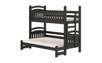 Łóżko piętrowe Amely Maxi prawostronne - czarny, 90x200/140x200 czarne łóżko piętrowe z szerokim miejscem do spania na dole  