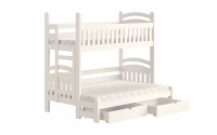 Łóżko piętrowe Amely Maxi lewostronne - biały, 90x200/120x200 białe łóżko drewniane 