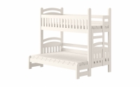 Łóżko piętrowe Amely Maxi prawostronne - biały, 90x200/120x200 drewniane łóżko z barierką na górze  
