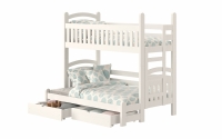 Łóżko piętrowe Amely Maxi prawostronne - biały, 90x200/120x200 białe łóżko dziecięce z drabinką z prawej strony 