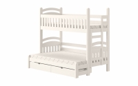 Łóżko piętrowe Amely Maxi prawostronne - biały, 90x200/140x200 dziecięce łóżko piętrowe, z szerokim miejscem na dole  