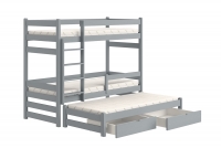 Łóżko dziecięce piętrowe wysuwane Alis - szary, 90x200 Łóżko piętrowe wysuwane Alis - Kolor Szary 