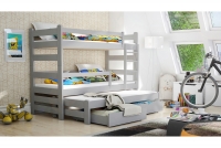 Łóżko dziecięce piętrowe wysuwane Alis - szary, 90x190 Łóżko piętrowe wysuwane Alis - Kolor Szary - aranżacja