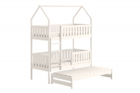 Łóżko dziecięce domek piętrowe wysuwane Nemos - biały, 90x190 Łóżko dziecięce piętrowe wyjazdowe Nemos - kolor Biały 