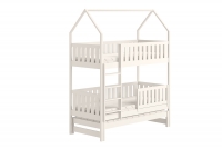Łóżko dziecięce domek piętrowe wysuwane Nemos - biały, 80x190 Łóżko dziecięce piętrowe wyjazdowe Nemos - kolor Biały 