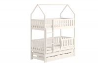Łóżko dziecięce domek piętrowe wysuwane Nemos - biały, 80x160 Łóżko dziecięce piętrowe wyjazdowe Nemos - kolor Biały 