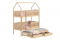 Łóżko dziecięce domek piętrowe wysuwane Nemos - sosna, 80x180 Łóżko dziecięce piętrowe wyjazdowe Nemos - kolor Sosna 