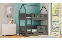 Łóżko dziecięce domek piętrowe Nemos - grafit, 90x200 Łóżko dziecięce piętrowe Nemos - kolor Grafit 