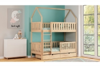 Łóżko dziecięce domek piętrowe Nemos - sosna, 90x200 Łóżko dziecięce piętrowe Nemos - kolor Sosna 