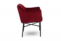 Krzesło tapicerowane z podłokietnikami Rozalio - czerwony Salvador 13 / czarne nogi bordowe krzesło do salonu