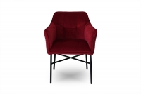 Krzesło tapicerowane z podłokietnikami Rozalio - czerwony Salvador 13 / czarne nogi bordowe krzeslo do salonu