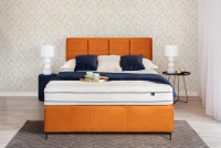 Łóżko tapicerowane sypialniane z pojemnikiem Menir - 160x200, nogi czarne  łóżko tapicerowane z wysokim wezgłowiem 