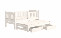 Łóżko dziecięce parterowe wysuwane Alvins z szufladami - biały, 90x200 białe łóżko wyjazdowe dziecięce  