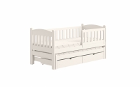 Łóżko dziecięce parterowe wysuwane Alvins z szufladami - biały, 90x200 drewniane łóżeczko dziecięce  