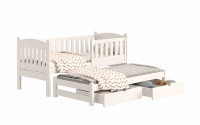 Łóżko dziecięce parterowe wysuwane Alvins z szufladami - biały, 90x190 drewniane łóżko dziecięce  