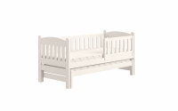 Łóżko dziecięce parterowe wysuwane Alvins z szufladami - biały, 90x190 łóżko dziecięce z barierką