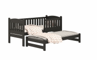 Łóżko dziecięce parterowe wysuwane Alvins z szufladami - czarny, 90x180 Łóżko dziecięce parterowe wyjazdowe Alvins - Kolor Czarny 