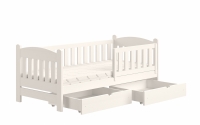 Łóżko dziecięce drewniane Alvins z szufladami - biały, 80x200 Łóżko dziecięce drewniane Alvins - Kolor Biały 