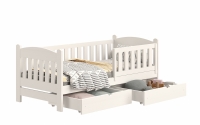 Łóżko dziecięce drewniane Alvins z szufladami - biały, 70x140 Łóżko dziecięce drewniane Alvins - Kolor Biały 