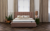 Łóżko tapicerowane sypialniane ze stelażem Misel - 180x200 łóżko sypialniane z tapicerowaną ramą