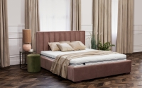 Łóżko tapicerowane sypialniane z pojemnikiem Misel - 140x200 łóżko sypialniane w wysokim wezgłowiem 