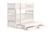 Łóżko piętrowe wyjazdowe Swen - biały, 90x180 Łóżko piętrowe wysuwane Swen - kolor Biały 