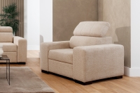Fotel wypoczynkowy z regulowanym zagłówkiem Modeno - beżowa boucle Catch Me 02   fotel Modeno w tkaninie szenilowej 