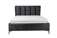 Tapicerowane łóżko sypialniane ze stelażem Klabi - 160x200, nogi czarne  szare łóżko tapicerowane  
