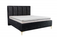 Tapicerowane łóżko sypialniane z pojemnikiem Klabi - 160x200, nogi złote szare łóżko z wysokimi nóżkami, w złotym kolorze  